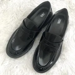 ZARA エナメルレザー風 ペニーストラップローファー　37