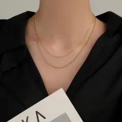 ネックレス 二連 ボールチェーンネックレス サージカルステンレス 新品 ゴールド