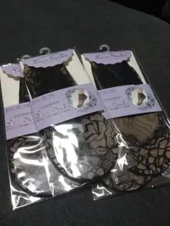 レースソックス 4足セット 23-25cm ブラック シアー レース