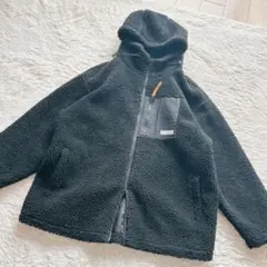 fontlab フォントラブ　ボア　パーカー　フルジップ　大きいサイズ　ブラック