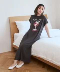 新品 ジェラートピケ 接触冷感 COOLレーヨンデザートロゴワンピース