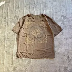 半袖シャツ カットソー クルーネック エスニック アジアン レトロ ブラウン