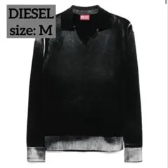 【美品】DIESEL K-LORENZO ダメージ加工 ニットポロ Mのサムネイル