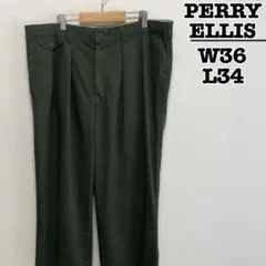 Perry Ellis　SAVANE　チノパン　グリーン　W36 L34　古着