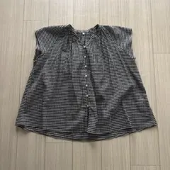 無印良品 強撚ボイル フレンチ スリーブブラウス