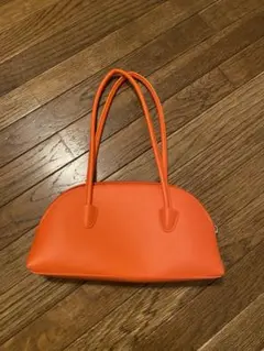 オレンジ 合成皮革 ハンドバッグ