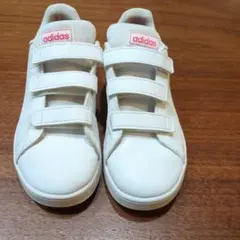 adidas ホワイト/ピンク スニーカー ベルクロ２１センチ
