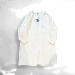 未使用タグ付　PLST ニットロングカーディガン　ウール　ナチュラルカラー