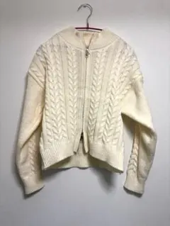 新品　ケーブルニット ダブルジップカーディガン　韓国風