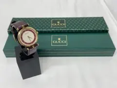 稼働 GUCCI 腕時計 ゴールド サイドシェリー ローマン レザー 3278