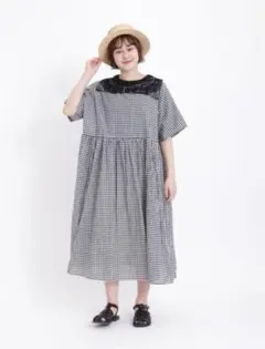 サマンサモスモス　前後着ギンガムチェックワンピース