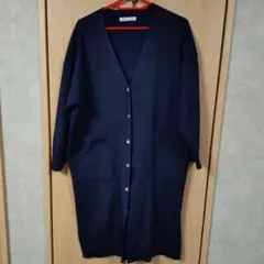 DoCLASSE ネイビー ボタン付きロングカーディガン L