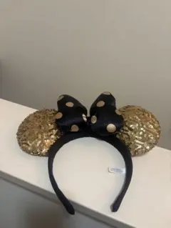 ミニーマウス カチューシャ ゴールド 水玉