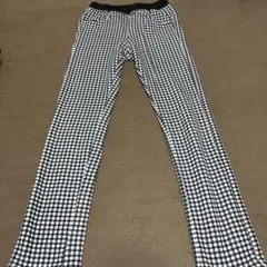 黒白チェック柄スリムフィットパンツ
