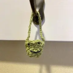 手編み ぬいぐるみ用カエルのポシェット 緑 ぬい活
