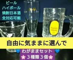 ♦【一押・わがままセット】♣ビール♣角ハイボール♣焼酎グラス・ジョッキー３個