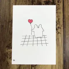 【1035】【くまの絵】オリジナル手描きアナログイラスト原画　自作創作アート作品