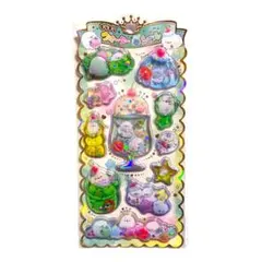 新品 ウォーター シール キラキラ シマエナガ 緑 メロンソーダ グリーン