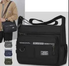 ショルダーバッグ ブラック ポケット多 スポーツ 肩掛け 通勤 多機能 人気