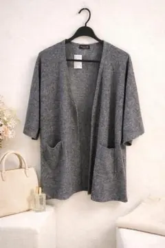 【新品タグ付】 グレー カーディガン 春羽織り 軽羽織り　ゆったりめ　L