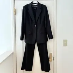 美品★ブラックフォーマル 3点セット パンツスーツ 七分袖ブラウス 7号 喪服