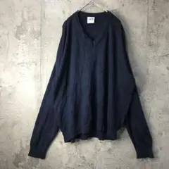 Y836古着　ニットセーター　紺　無地　90s Y2K