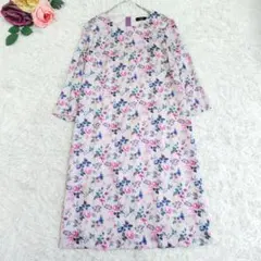 洗える✨KEITH キース フラワープリント 総柄 ワンピース ラベンダー 40