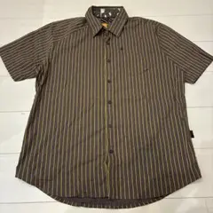 Volcom デザイン ストライプ 半袖シャツ ブラウン アメカジ ストリートのサムネイル