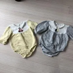 twinsロンパース 2点セット イエロー グレー80サイズ