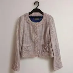 ノーカラーツイードジャケット