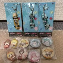 初音ミク グル〜ミ〜 スケートボードキーホルダー 缶バッジセットまとめ売りセット