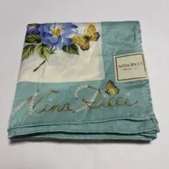 NINA RICCI ハンカチ 花柄 蝶々 ブルーのサムネイル