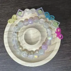 ハンドメイド ブレスレット ガラス ビーズ 約15cm
