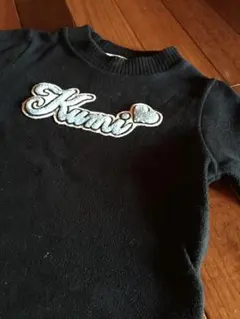 値下★組曲トレーナーL110120フリース黒ピンクワンピとペアで可愛い