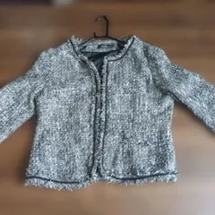 ツイードフリンジジャケット ブラック・ホワイト　卒業式　入学式　ママ　母