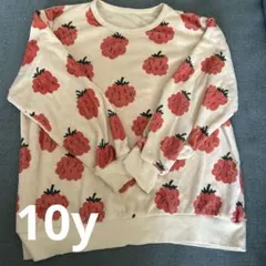 ラズベリー柄 長袖カットソー 10Y