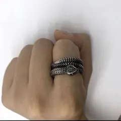 A666 リング メンズ 指輪 シルバー ブラック 蛇 ヘビ 金属アレルギー 