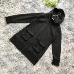 STYLE BASIC【L】ブラック フード付 ジップアップ ロング丈 アウター