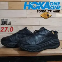 美品　ホカ オネオネ　BONDI LTR WIDE　レザースニーカー　27