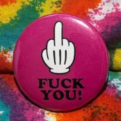 B02★FUCK YOU 缶バッジ★中指 メッセージ 90s 雑貨 USA古着