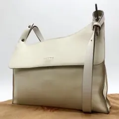 美品 LOEWE ロエベ ショルダーバッグ アナグラム レザー アイボリー系