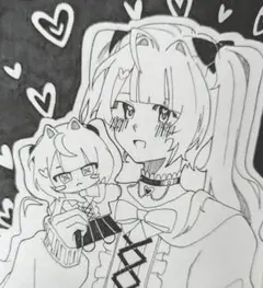 オリジナルイラスト　手描き　原画　色紙