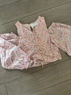 新品 ZARA 花柄 肩開き ブラウス 13-14歳 ショート丈　ピンク