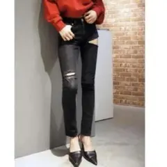 【美品】GYDA スキニーパンツ　ブラック　071962412701 -01