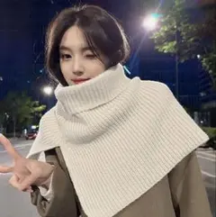 タートルニット ネックウォーマーケープニットスヌード つけ襟マフラー ストール