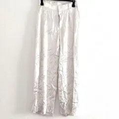 【XS】 ホワイト 白 ワイドパンツ 体型カバー 楽 古着 ズボン パンツ
