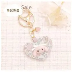 ハート型チャーム　キーホルダー　リバティ×ももたれうさ　ピンク
