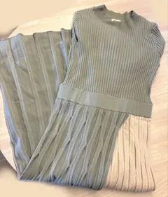 フレイアイディー ダイヤ柄プリーツニットワンピース