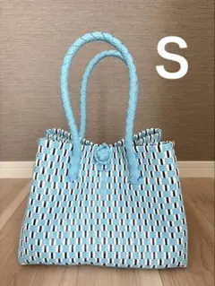 【新品未使用】　バリ島　パサールバッグ　プラカゴ　かごバッグ　ブルー