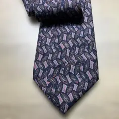 幾何学模様 シルクネクタイ ネイビー